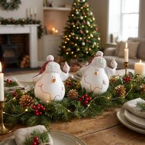 Artikel Bordpynt juledekoration snemand med hat H13cm 2stk