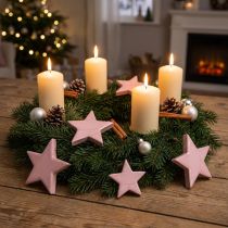Artikel Træstjerner dekorationsstjerner Julepynt pink glans Ø5cm 8 stk