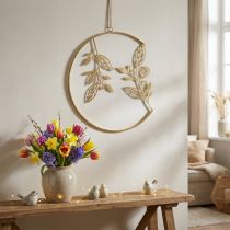 Artikel Metal vægdekoration, ophæng, guld, Ø38 cm, grene, antik, sommercharme