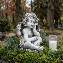 Artikel Grabengel Angel Grå Grav Figur Gravdekoration 24cm