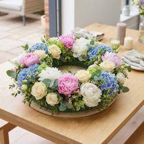 Artikel Blomsterkrans af skum, træplade, vådt blomsterskum, 38 cm, 2 stk.