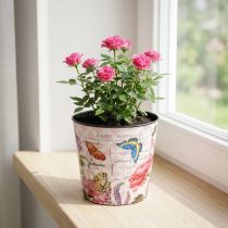 Artikel Plantekasse blomstermønster plast 10,5 cm urtepotte sommerdekoration