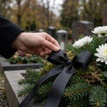 Artikel Gavebånd sort sørgende blomster dekorationsbånd 15mm 50m