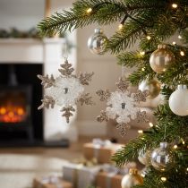 Artikel Juletræspynt snefnug glitterperle 2 stk