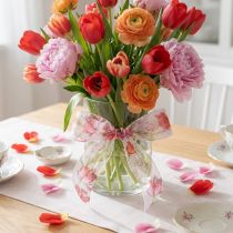 Artikel Organza bånd chiffon bånd papegøje tulipaner rød 40mm 18m