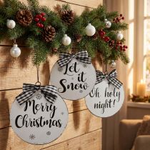 Artikel Dekorativ bøjle juletræskugle metal vintage Ø15cm 3 stk