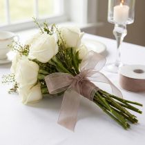 Artikel Organza bånd gavebånd beige bånd selvkant taupe 25mm 50m