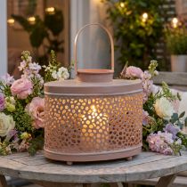 Artikel Dekorativ lanterne oval pink lanterne borddekoration metal 27×16×23cm