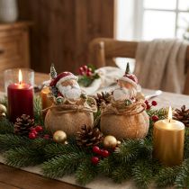 Artikel Dekorativ julemandsfigur i sæk Julepynt Ø8cm/H13cm 2 stk.