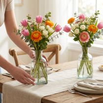 Artikel Glasvase, flaskevase med motiv, vase, klart glas, H19 cm, 2 stk.