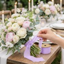 Artikel Chiffonbånd lilla stofbånd med frynser chiffon 40mm 15m