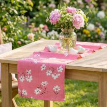 Artikel Dekorationsstof blomster lyserøde 30 cm x 3m