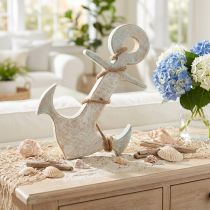 Artikel Anker Deco Træ Maritime Deco Hvid Blå 24,5cmx14,5cm