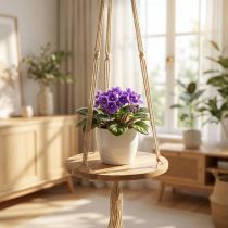 Artikel Plantegynge, blomsterbakke på reb, hængekurv med makrame Ø34cm L84cm