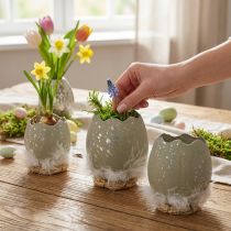 Artikel Æg til pynt, påske, deco æghalvdel, forårsdekoration Ø8cm H10cm grå, sølv 4 stk.