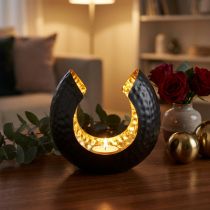 Artikel Fyrfadsstage sort guld borddekoration metal 19×11×17cm