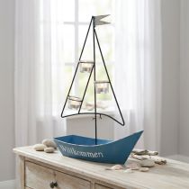 Artikel Lanterne metalskib maritim dekoration blå 38x14x55cm