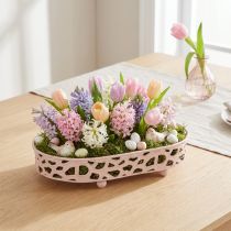 Artikel Dekorativ skål Oval skål med fødder borddekoration pink 30×18cm