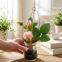 Artikel Rose i et glas Rosa H23cm