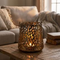 Artikel Deco lanterne borddekoration fyrfadsstage guld antik 14,5cm
