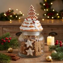 Artikel Julebonbonniere glas, gran kagedåse Ø11cm H21cm