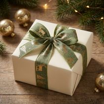 Artikel Gavebånd grøn guld Julebånd rådyr 25mm 15m