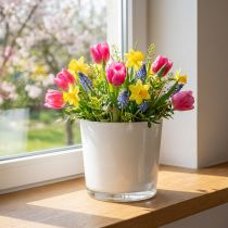 Artikel Glasurtepotte hvid plantekasse glasbalje Ø14,5cm H12,5cm