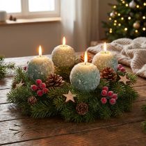 Artikel Sæt med 4 grønne kuglelys 8 cm glitter snebold juledekoration adventslys