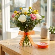 Artikel Organza bånd gavebånd orange bånd selvkant 15mm 50m