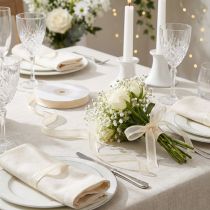 Artikel Dekorativt bånd gavebånd creme organza kant 6mm 50m