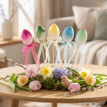Artikel Blomsterprop påskeæg plastæg farvet 4×5,5cm 10 stk