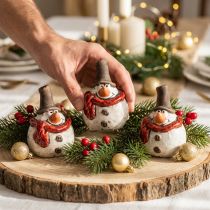 Artikel Keramisk snemandsfigur, hvid, 6,9cm – vinterjuledekoration – 6 stk
