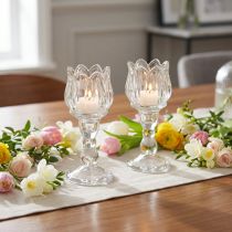 Artikel Fyrfadsstage tulipan fyrfadsglas med fod klar Ø7cm H16cm 2stk