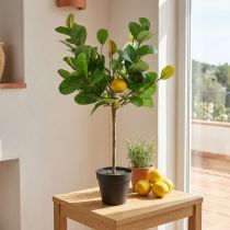 Artikel Kunstigt citrontræ i potte, middelhavsstil, letplejet kunstig plante, dekorativt citrustræ, 57 cm højt