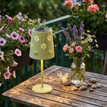 Artikel Solcelledrevet LED-bordlampe med blomsterdesign, stemningsfuld udendørsbelysning, 28 cm