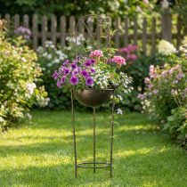 Artikel Dekorativt fuglebad, blomsterskål med espalier, nostalgisk look, stilfuld haveaccessoire, 75 cm