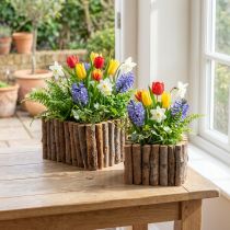 Artikel Planteskål firkantede naturlige birkegrene 14,5/20 cm sæt af 2