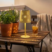 Artikel Solcellebordlampe med fint blomstermønster til altan eller terrasse, 28 cm
