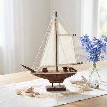 Artikel Sejlbåd dekoration skib fyrretræ brun 32×5×41cm