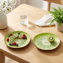 Artikel Runde keramiktallerkener med kiwi-motiv, velegnet til spisebord eller køkken, 16 cm, 2 stk.