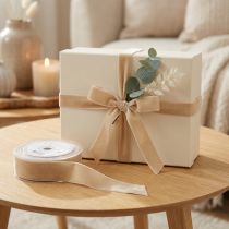 Artikel Fløjlsbånd dekorativt bånd fløjls gavebånd beige 40mm 8m