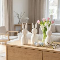 Artikel Dekorativ kaninfigur med foldet look til moderne indretning, stue eller kontor, 13 cm, 3 stk.