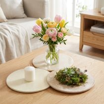 Artikel Bordskånere Bordpynt Blomster Beige Brun Ø20cm 3 Stk