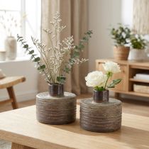 Artikel Dekorativ vase keramik keramik vase brun blå grå 12x10,5cm 2 stk.