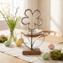 Artikel Metal blomsterdekoration sølv sort borddekoration fjeder H36cm