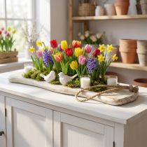 Artikel Træbakke, bakke med ledning, naturtræ vasket hvid, shabby chic L60cm