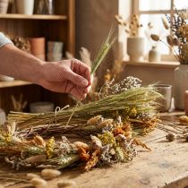 Artikel Tørrede blomster DIY-sæt naturlig dekoration til tørrede buketter og kranse 60 cm – Langtidsholdbar dekoration til landstedet