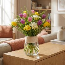 Artikel Glasvase med dekorativ trævase blomstervase klar H30cm