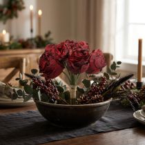 Artikel Kunstige roser røde, silkeblomster, bundt roser L23cm 8 stk