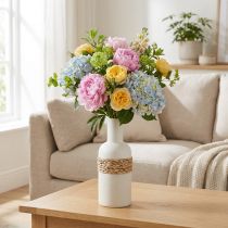 Artikel Blomstervase hvid keramik og søgræs vase borddekoration H22,5cm